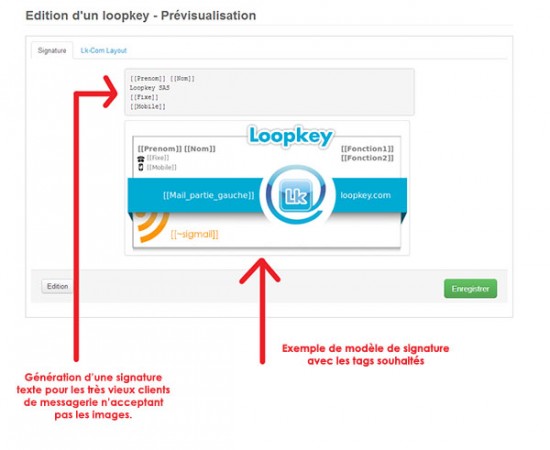 loopkey prévisualisation signature mail