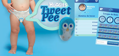 tweet pee huggies couche connectee