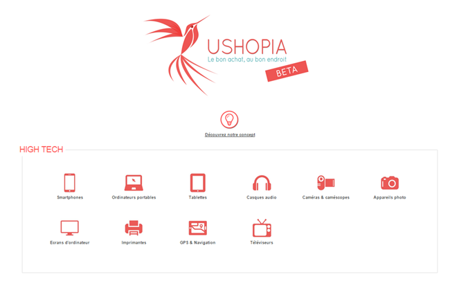 interface ushopia site ecommerce high tech